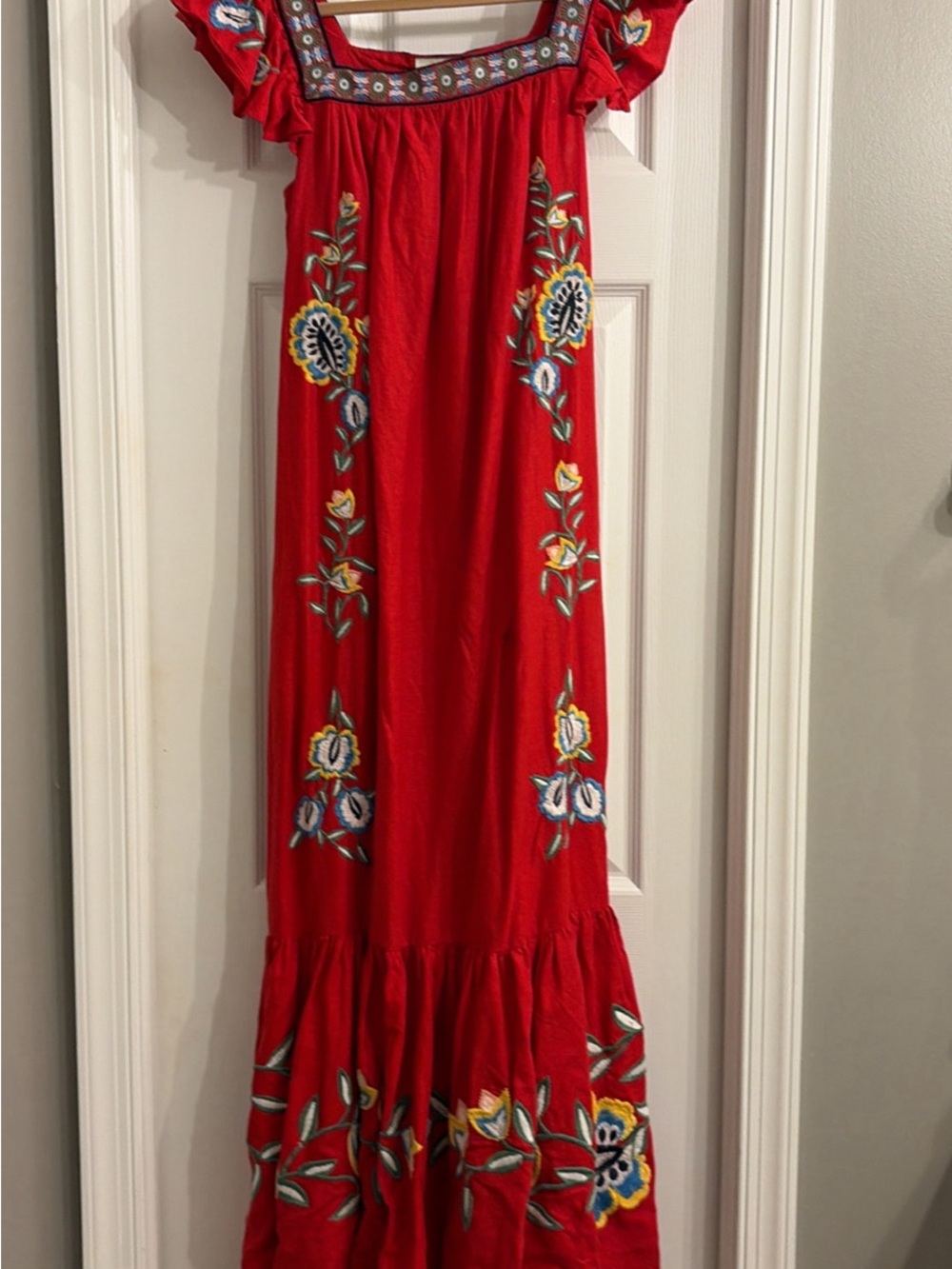FARM Rio Red Embroidered Maxi Dress with Floral Accents - Picture 2 of 3
